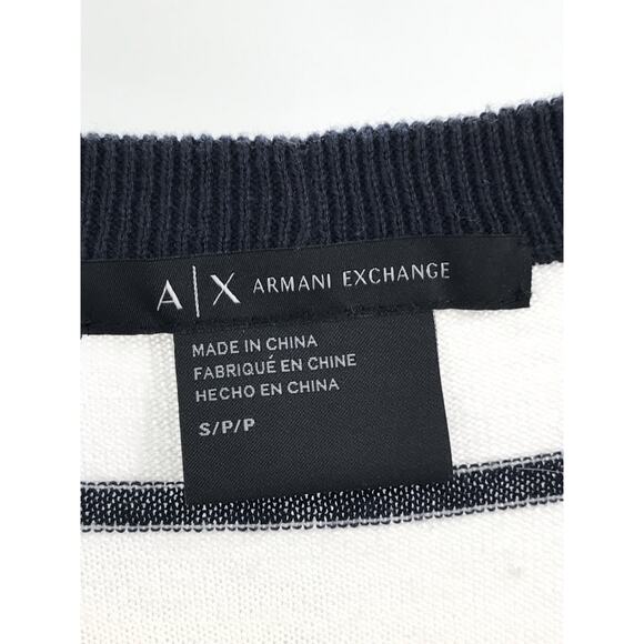 A|X Armani Exchange Navy Blue White Striped Cardigan Sweater S - Picture 4 of 11